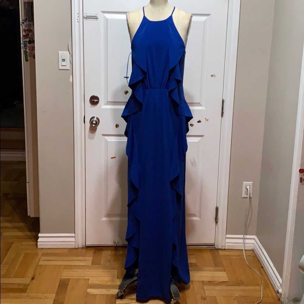 HIGH NECK RUFFLE DRESS